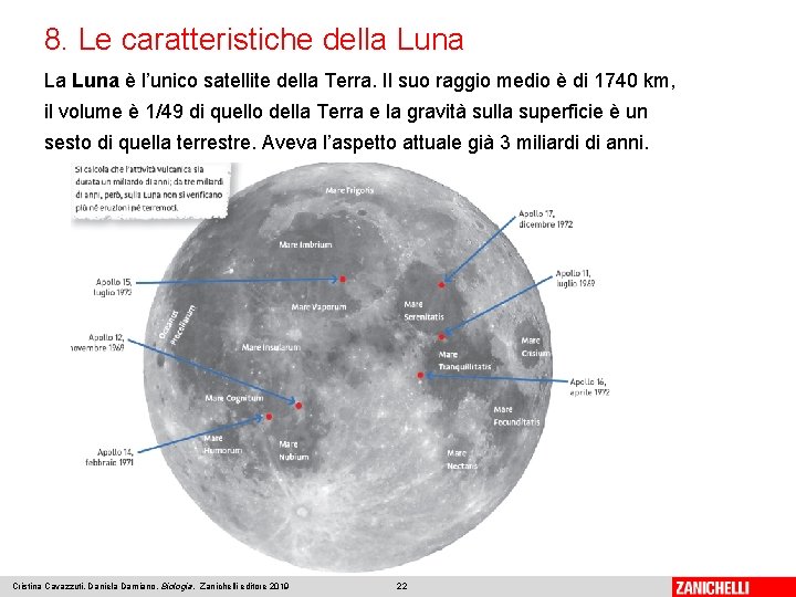 8. Le caratteristiche della Luna La Luna è l’unico satellite della Terra. Il suo