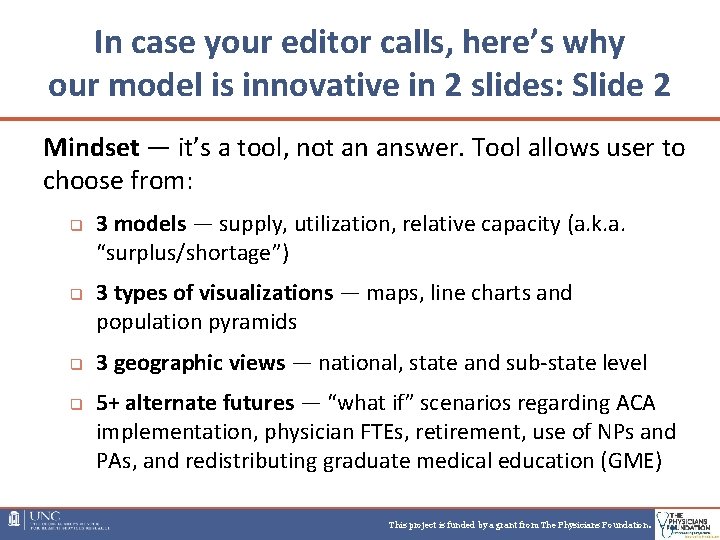 In case your editor calls, here’s why our model is innovative in 2 slides: In case your editor calls, here’s why our model is innovative in 2 slides: