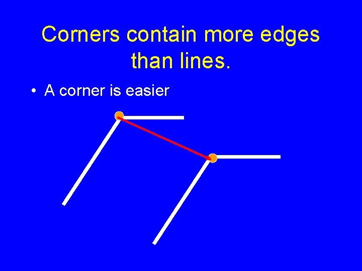 Corners contain more edges than lines. • A corner is easier 