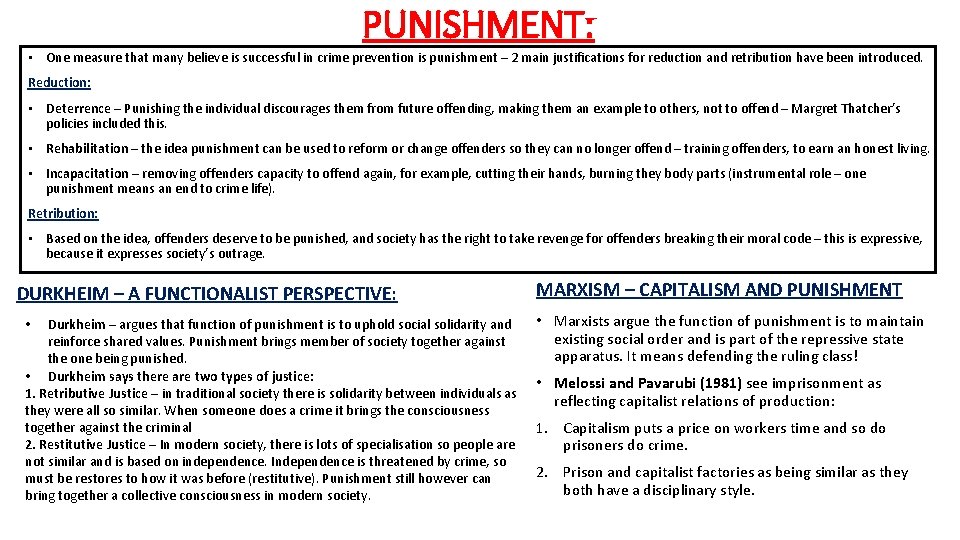 PUNISHMENT: • One measure that many believe is successful in crime prevention is punishment PUNISHMENT: • One measure that many believe is successful in crime prevention is punishment
