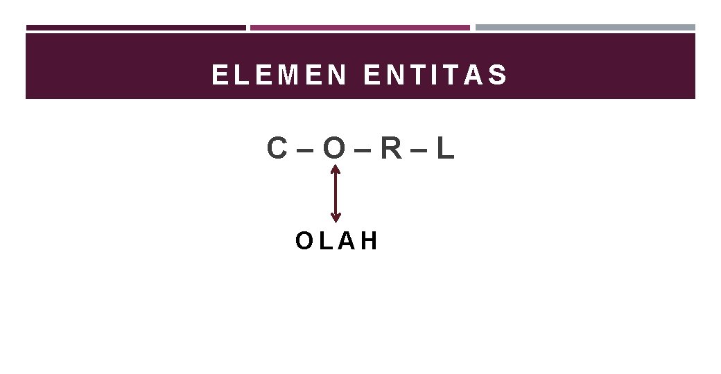 ELEMEN ENTITAS C–O–R–L OLAH 
