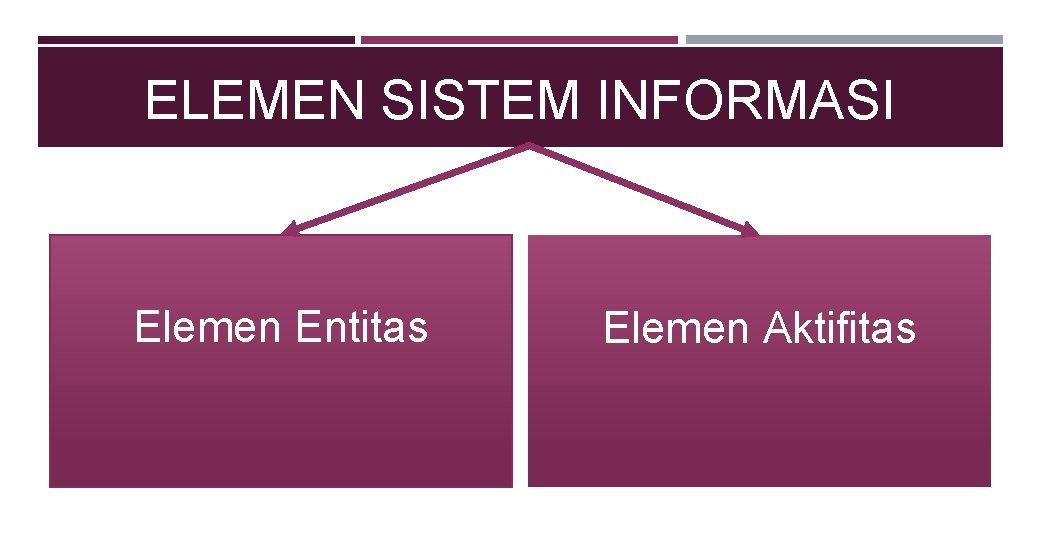 ELEMEN SISTEM INFORMASI Elemen Entitas Elemen Aktifitas 