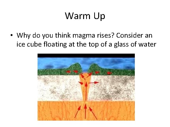 Warm Up • Why do you think magma rises? Consider an ice cube floating