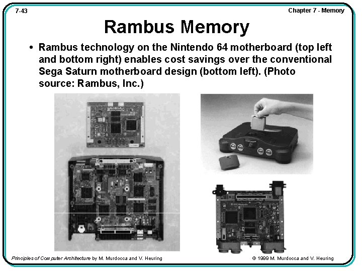 Chapter 7 - Memory 7 -43 Rambus Memory • Rambus technology on the Nintendo