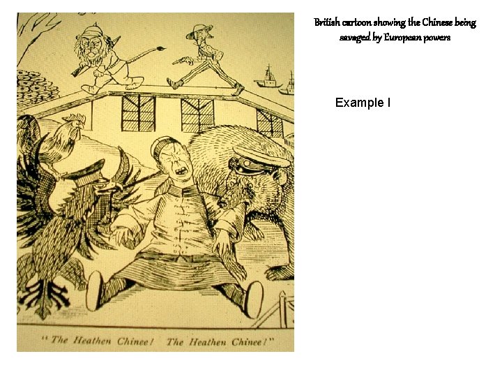 British cartoon showing the Chinese being savaged by European powers Example I 