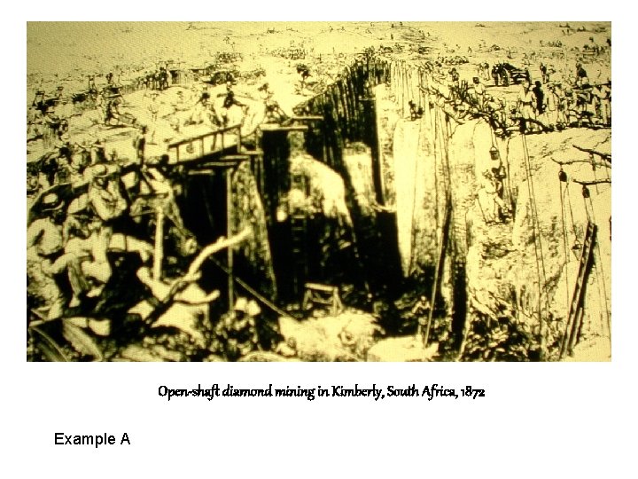 Open-shaft diamond mining in Kimberly, South Africa, 1872 Example A 