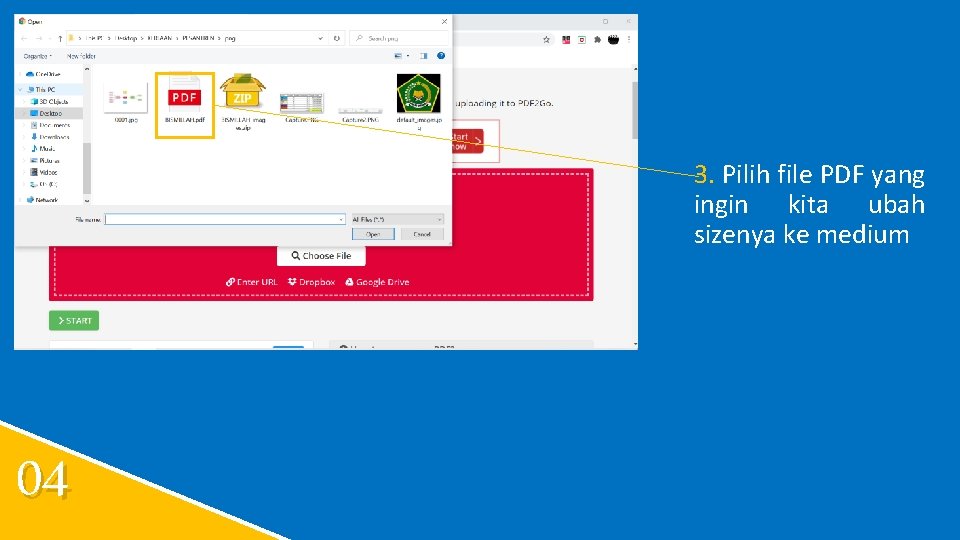3. Pilih file PDF yang ingin kita ubah sizenya ke medium 04 