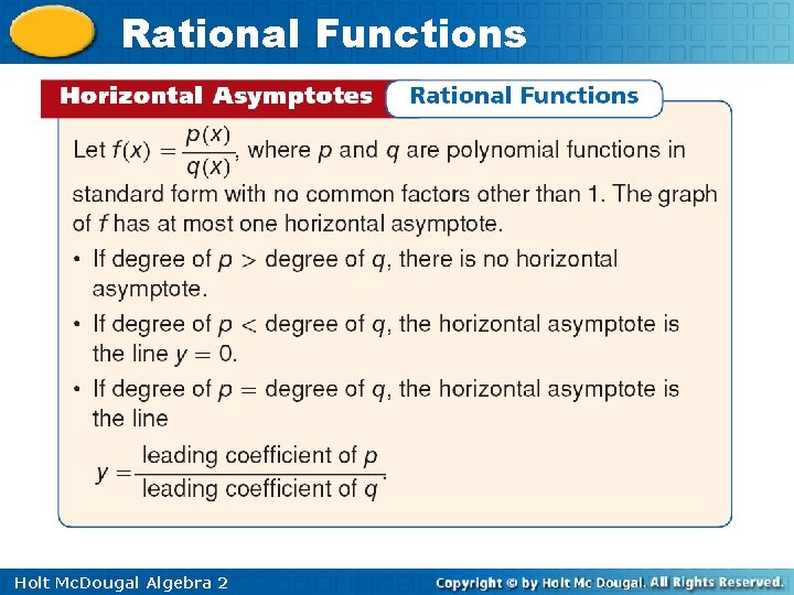 Rational Functions Holt Mc. Dougal Algebra 2 