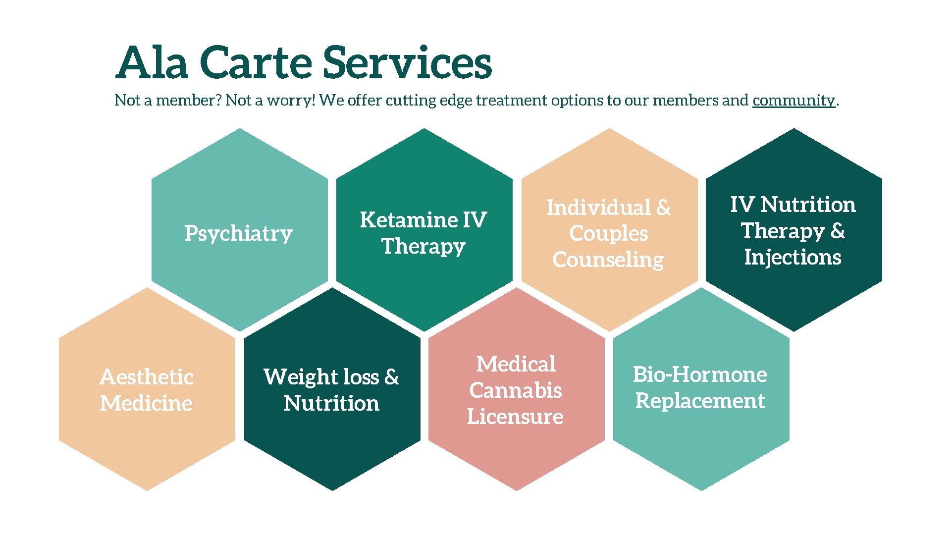 Ala Carte Services Not a member? Not a worry! We offer cutting edge treatment