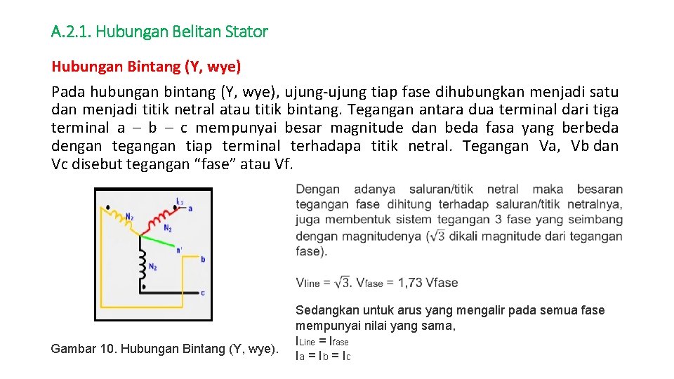 A. 2. 1. Hubungan Belitan Stator Hubungan Bintang (Y, wye) Pada hubungan bintang (Y,