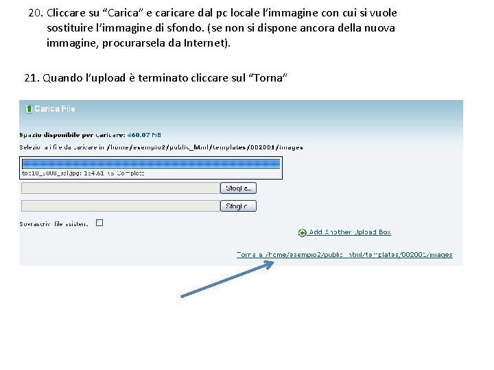20. Cliccare su “Carica” e caricare dal pc locale l’immagine con cui si vuole