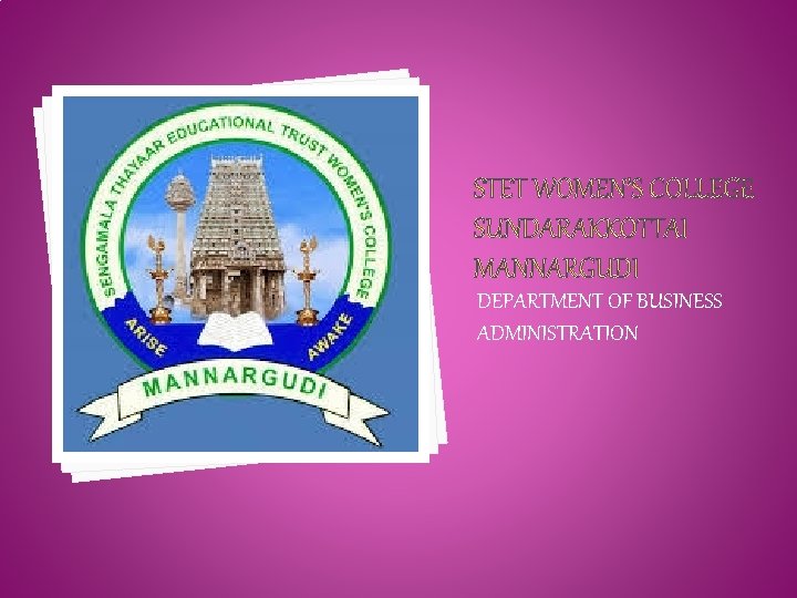 DEPARTMENT OF BUSINESS ADMINISTRATION 