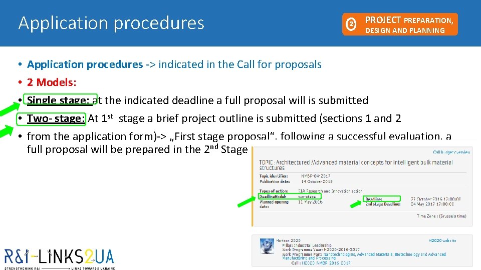Application procedures • • • 2 PROJECT PREPARATION, DESIGN AND PLANNING Application procedures -> Application procedures • • • 2 PROJECT PREPARATION, DESIGN AND PLANNING Application procedures ->