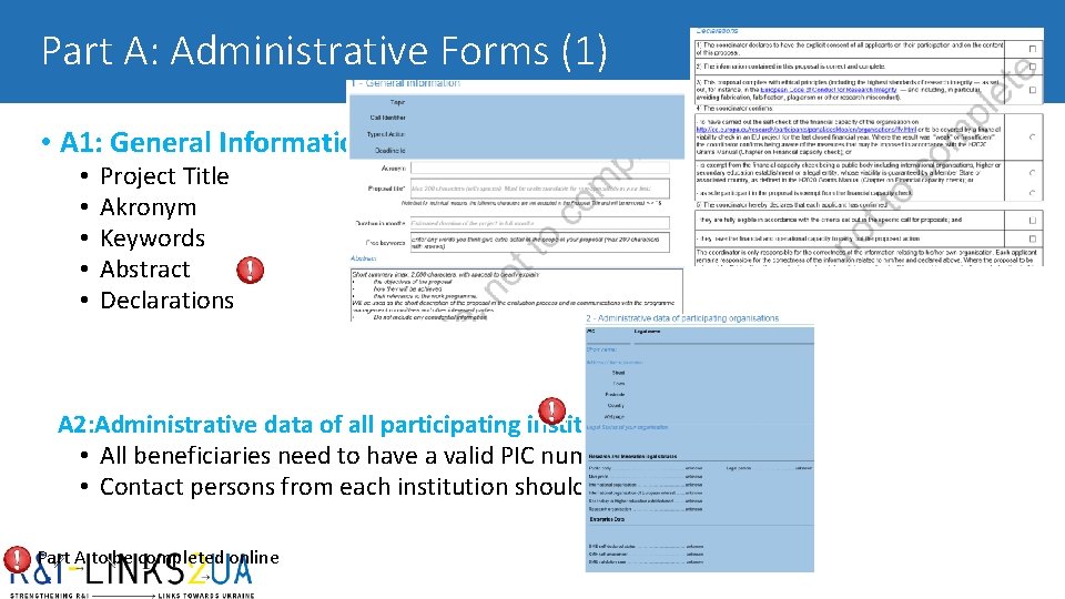 Part A: Administrative Forms (1) • A 1: General Information: • • • Project Part A: Administrative Forms (1) • A 1: General Information: • • • Project