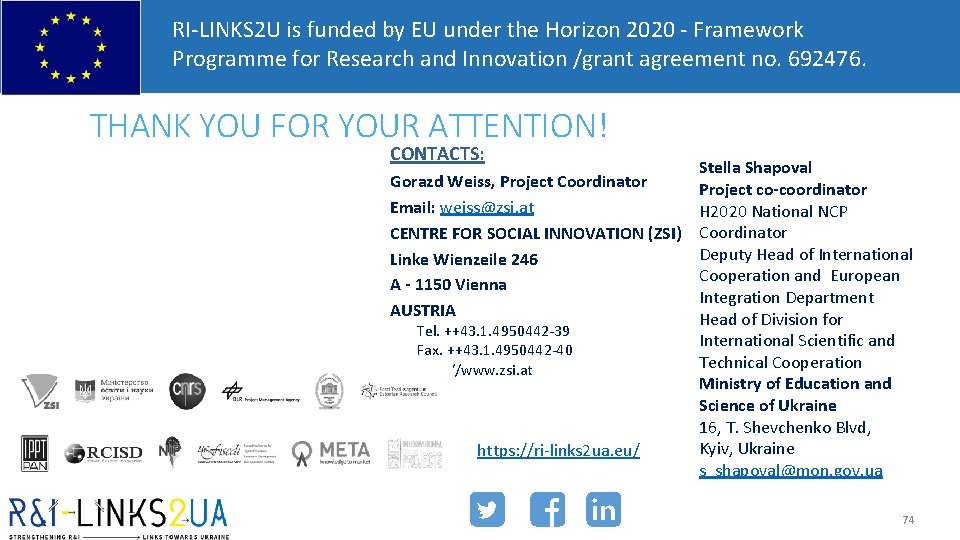 RI-LINKS 2 U is funded by EU under the Horizon 2020 - Framework Programme RI-LINKS 2 U is funded by EU under the Horizon 2020 - Framework Programme