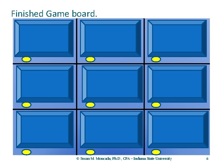 Finished Game board. O X X O O X © Susan M. Moncada, Ph.