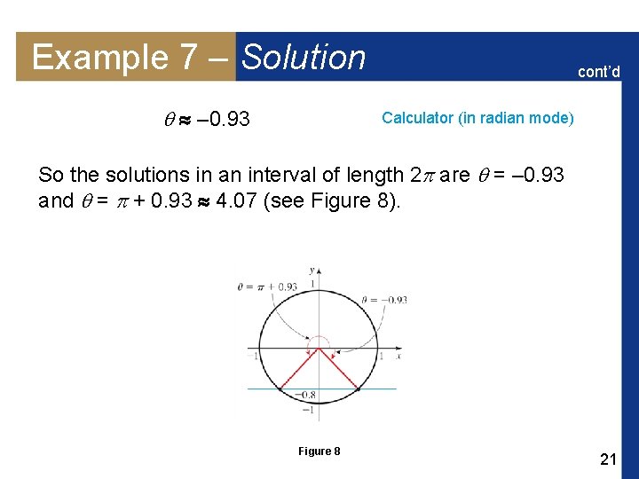 Example 7 – Solution – 0. 93 cont’d Calculator (in radian mode) So the