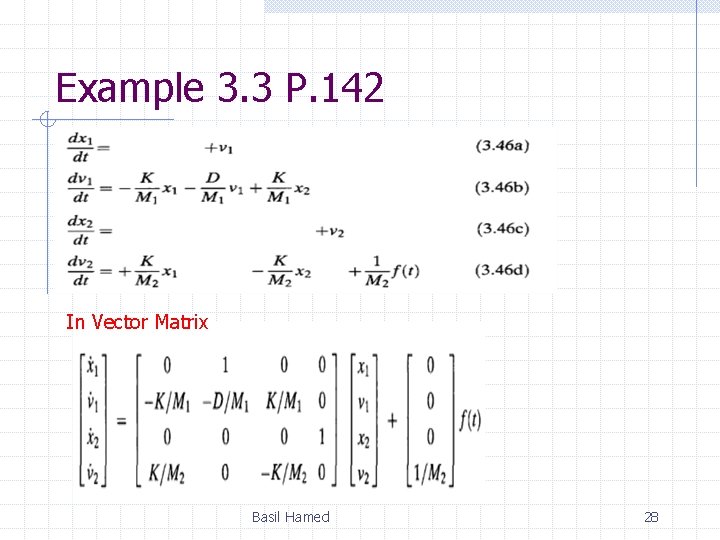 Example 3. 3 P. 142 In Vector Matrix Basil Hamed 28 Example 3. 3 P. 142 In Vector Matrix Basil Hamed 28