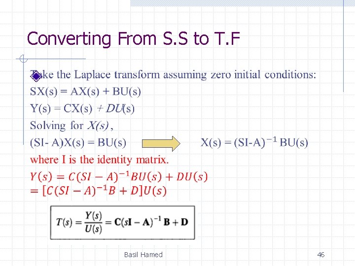 Converting From S. S to T. F Basil Hamed 46 Converting From S. S to T. F Basil Hamed 46