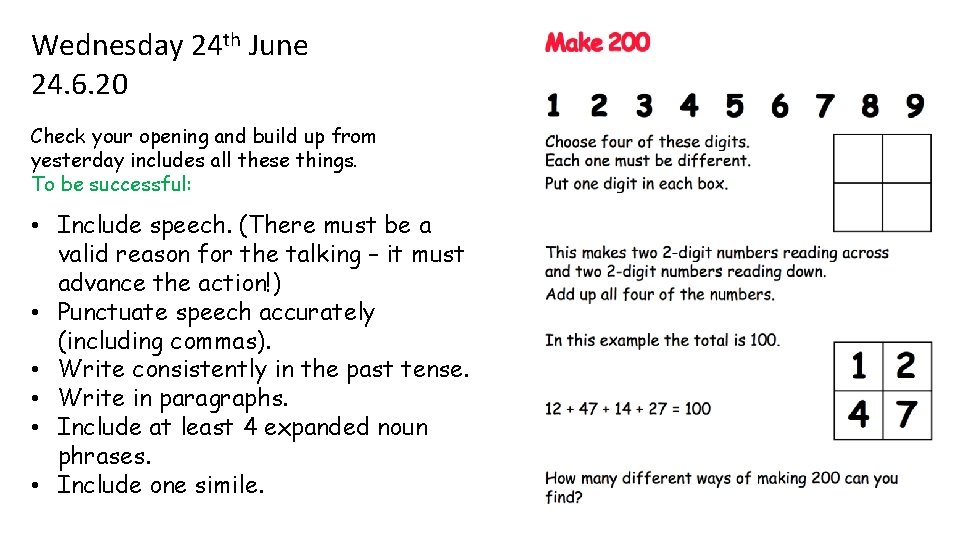 Wednesday 24 th June 24. 6. 20 Check your opening and build up from