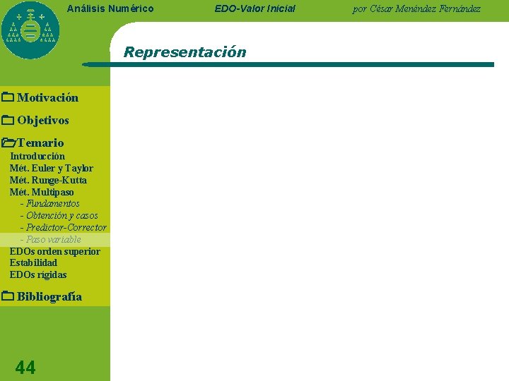 Análisis Numérico EDO-Valor Inicial Representación Motivación Objetivos Temario Introducción Mét. Euler y Taylor Mét. Análisis Numérico EDO-Valor Inicial Representación Motivación Objetivos Temario Introducción Mét. Euler y Taylor Mét.