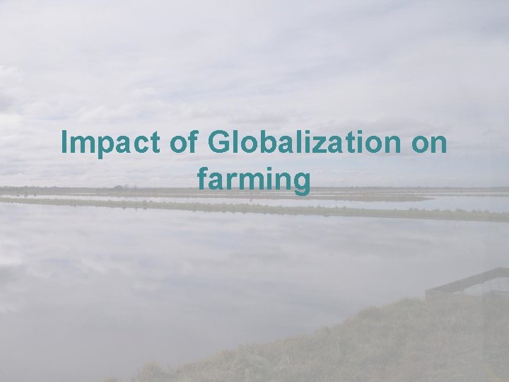 Impact of Globalization on farming 