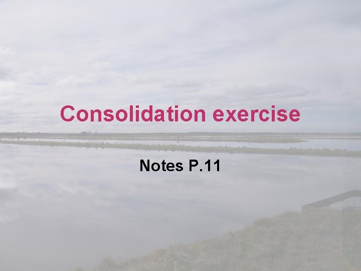 Consolidation exercise Notes P. 11 