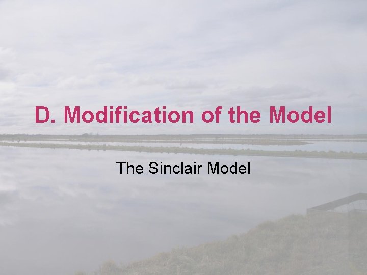 D. Modification of the Model The Sinclair Model 