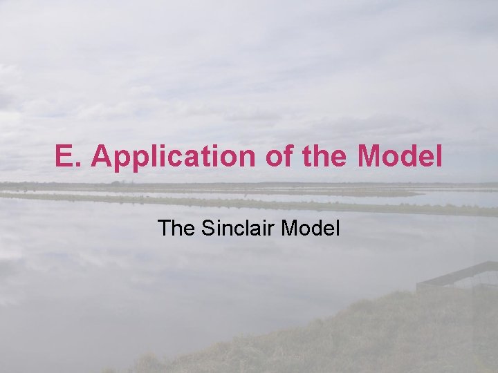 E. Application of the Model The Sinclair Model 