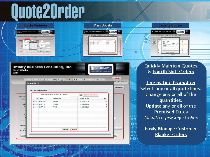 Quote Revisions Mass Update Security Update Quickly Maintain Quotes & Fourth Shift Orders Line