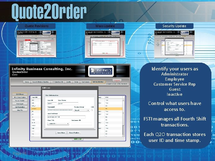 Quote Revisions Mass Update Security Update Identify your users as Administrator Employee Customer Service