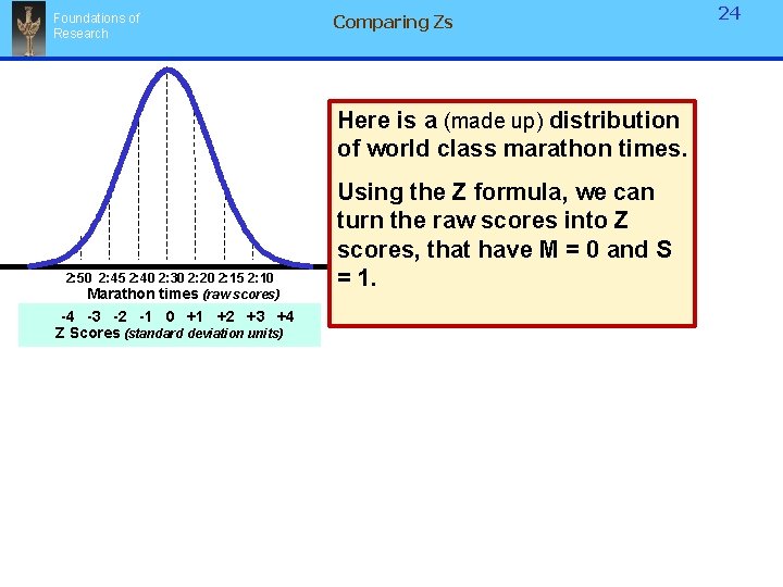 Foundations of Research Comparing Zs Here is a (made up) distribution of world class Foundations of Research Comparing Zs Here is a (made up) distribution of world class