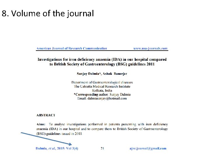 8. Volume of the journal 