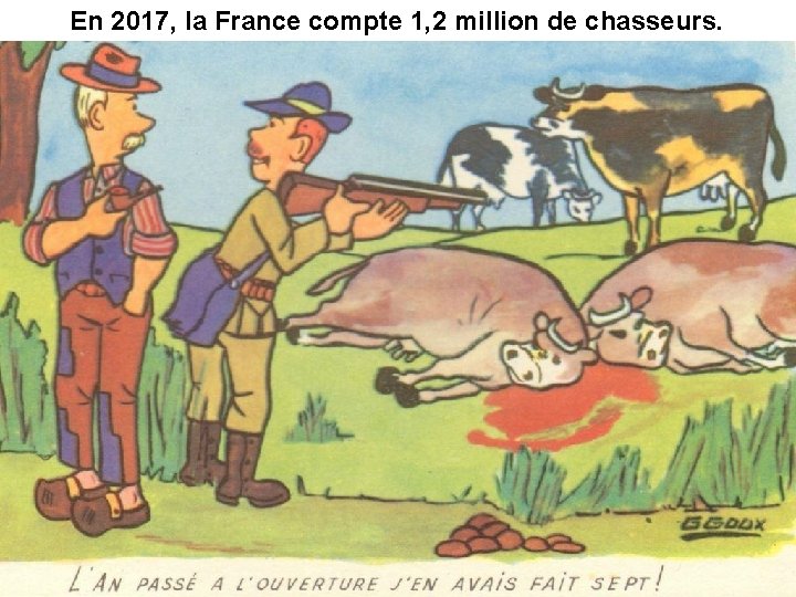 En 2017, la France compte 1, 2 million de chasseurs. 