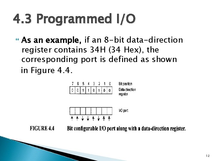 4. 3 Programmed I/O As an example, if an 8 -bit data-direction register contains