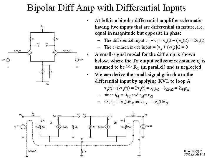 Bipolar Diff Amp with Differential Inputs • At left is a bipolar differential amplifier