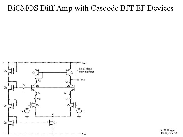 Bi. CMOS Diff Amp with Cascode BJT EF Devices R. W. Knepper SC 412,