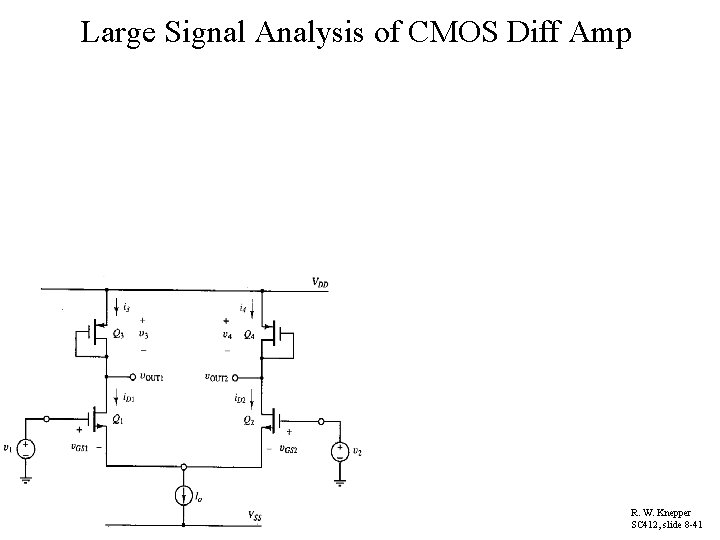 Large Signal Analysis of CMOS Diff Amp R. W. Knepper SC 412, slide 8