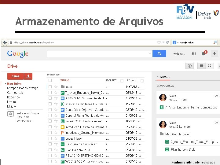 Armazenamento de Arquivos n Google Drive 