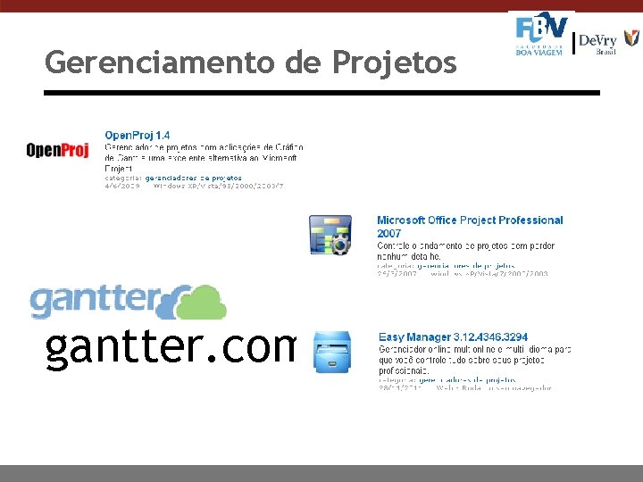 Gerenciamento de Projetos gantter. com 