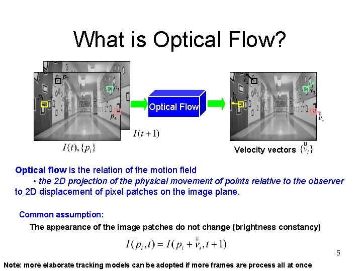 What is Optical Flow? Optical Flow Velocity vectors Optical flow is the relation of