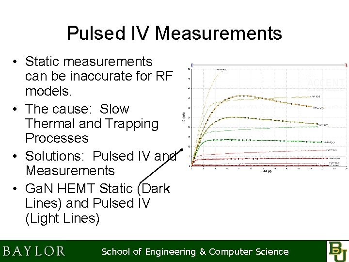 Pulsed IV Measurements • Static measurements can be inaccurate for RF models. • The