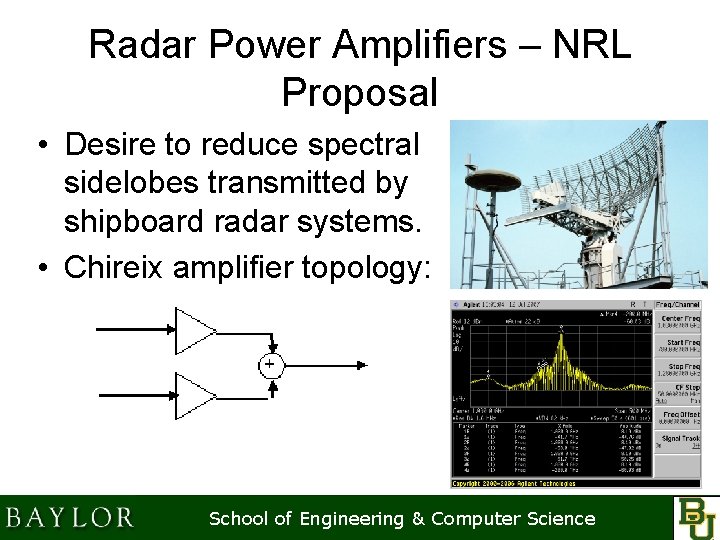 Radar Power Amplifiers – NRL Proposal • Desire to reduce spectral sidelobes transmitted by