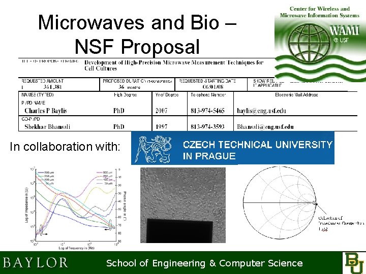 Microwaves and Bio – NSF Proposal In collaboration with: School of Engineering & Computer