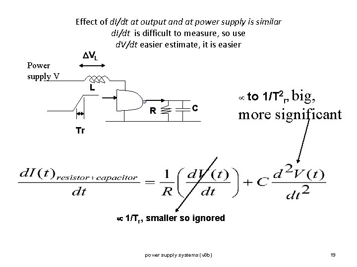 Effect of d. I/dt at output and at power supply is similar d. I/dt