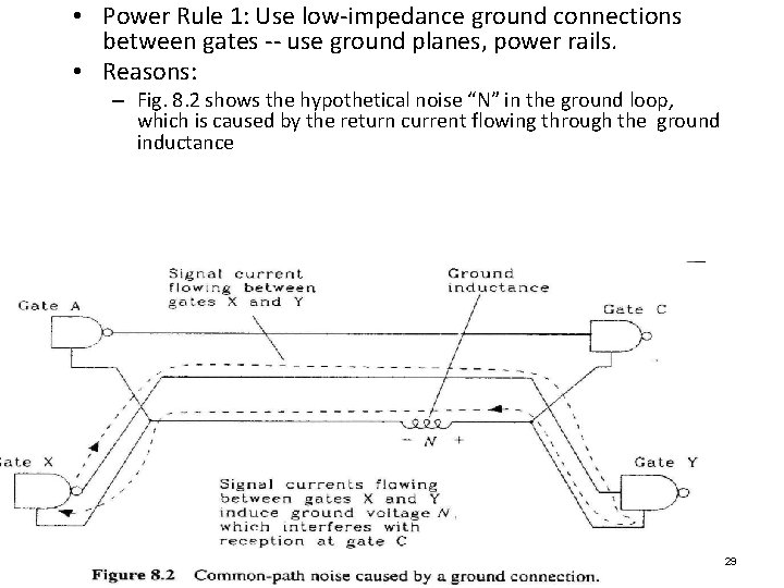  • Power Rule 1: Use low-impedance ground connections between gates -- use ground