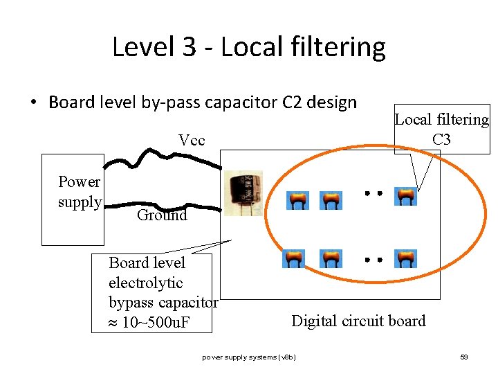 Level 3 - Local filtering • Board level by-pass capacitor C 2 design Vcc Level 3 - Local filtering • Board level by-pass capacitor C 2 design Vcc