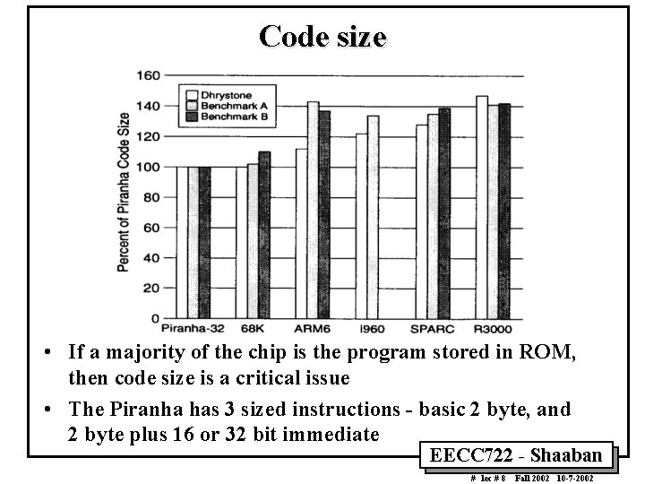 Code size • If a majority of the chip is the program stored in Code size • If a majority of the chip is the program stored in