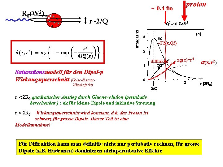 R 0(W 2) ~ 0. 4 fm proton r~2/Q =F 2(x, Q 2) diffraktiv