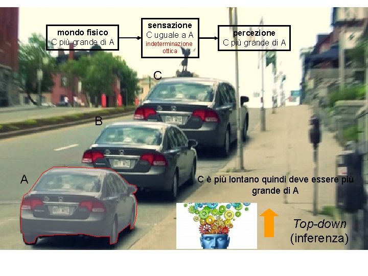 mondo fisico C più grande di A sensazione C uguale a A indeterminazione ottica